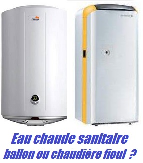 De l’eau chaude produite avec le fioul domestique ou eau chaude électrique.