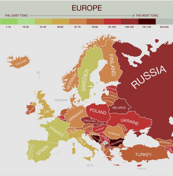 taux de pollution en Europe