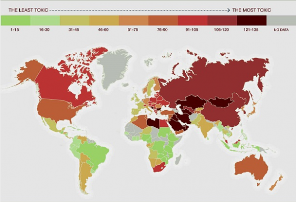 taux de pollution au Monde